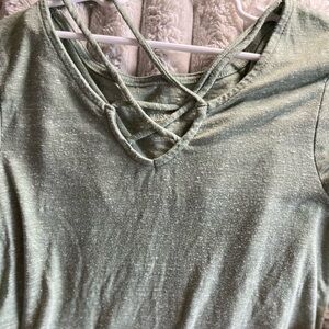 Mossimo Supply Co. Olive Crisscross Tee